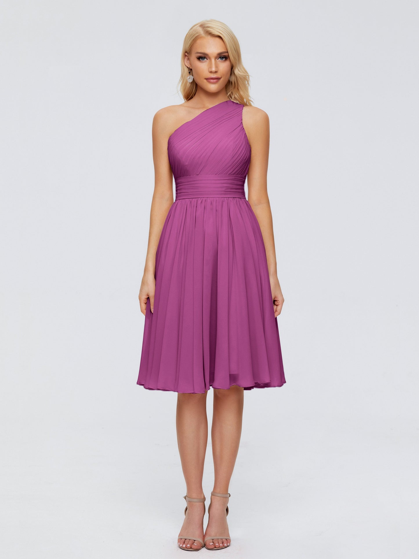 Kimberly One Shoulder Short Chiffon Bridesmaid Dresses