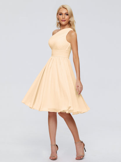 Kimberly One Shoulder Short Chiffon Bridesmaid Dresses