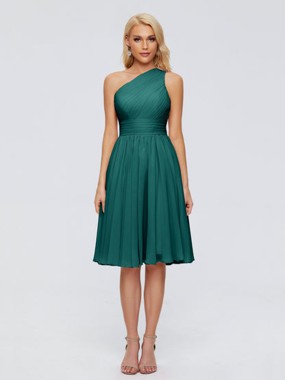 Kimberly One Shoulder Short Chiffon Bridesmaid Dresses