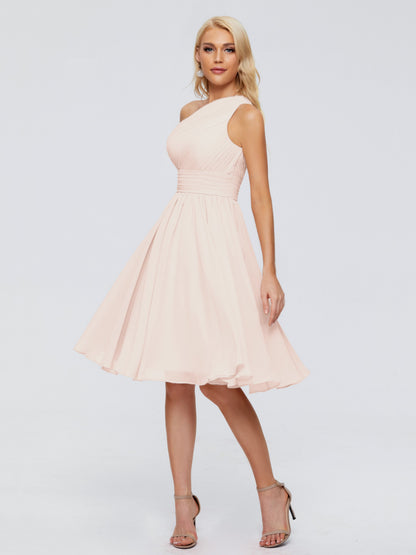 Kimberly One Shoulder Short Chiffon Bridesmaid Dresses