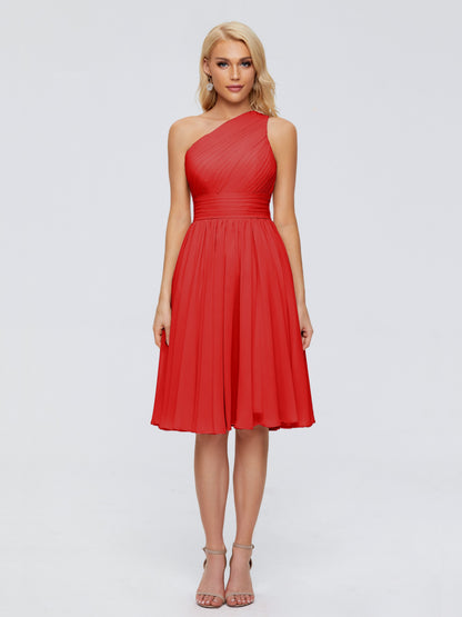 Kimberly One Shoulder Short Chiffon Bridesmaid Dresses