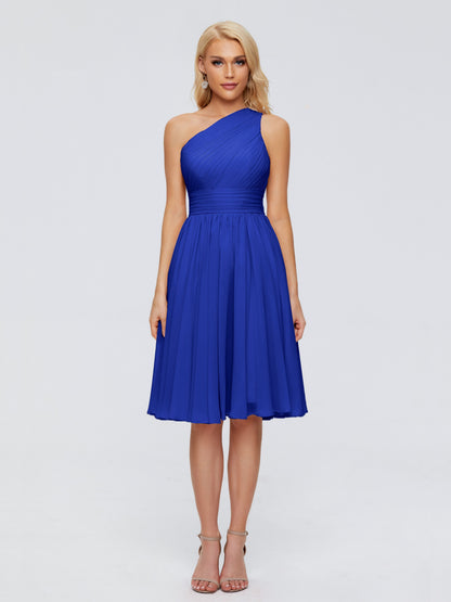 Kimberly One Shoulder Short Chiffon Bridesmaid Dresses