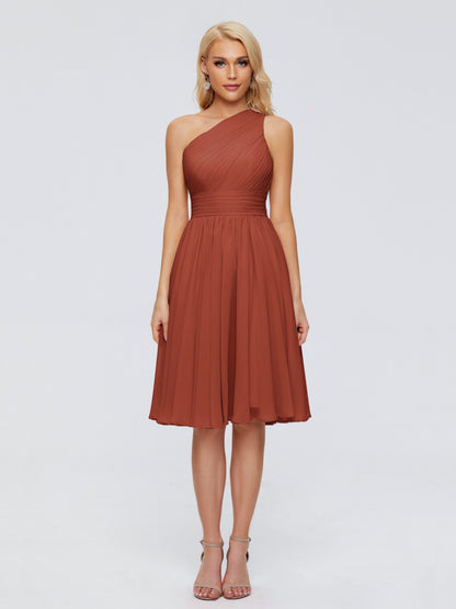 Kimberly One Shoulder Short Chiffon Bridesmaid Dresses