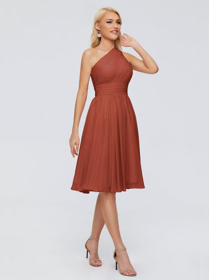 Kimberly One Shoulder Short Chiffon Bridesmaid Dresses