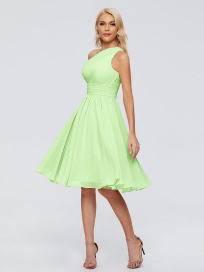 Kimberly One Shoulder Short Chiffon Bridesmaid Dresses