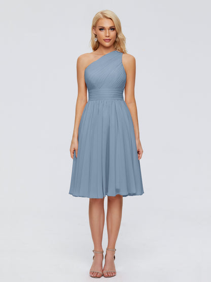Kimberly One Shoulder Short Chiffon Bridesmaid Dresses