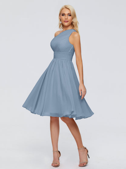 Kimberly One Shoulder Short Chiffon Bridesmaid Dresses
