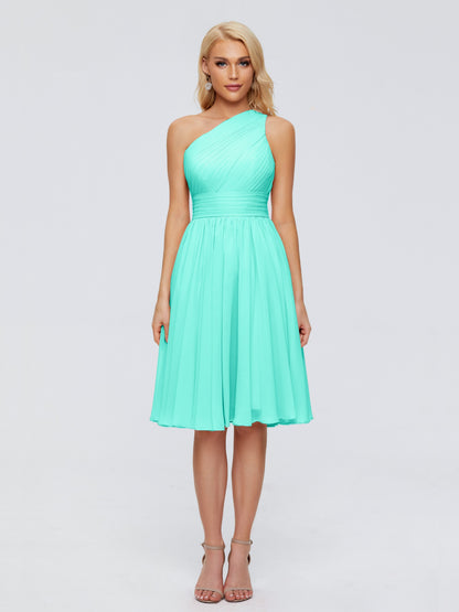 Kimberly One Shoulder Short Chiffon Bridesmaid Dresses