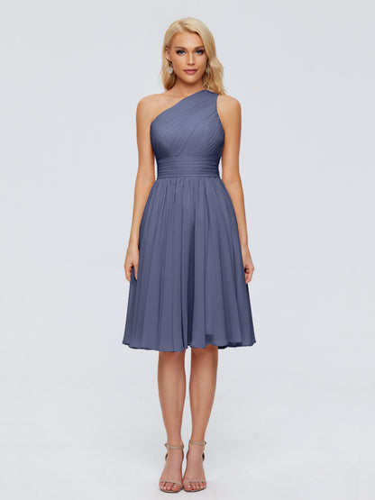 Kimberly One Shoulder Short Chiffon Bridesmaid Dresses