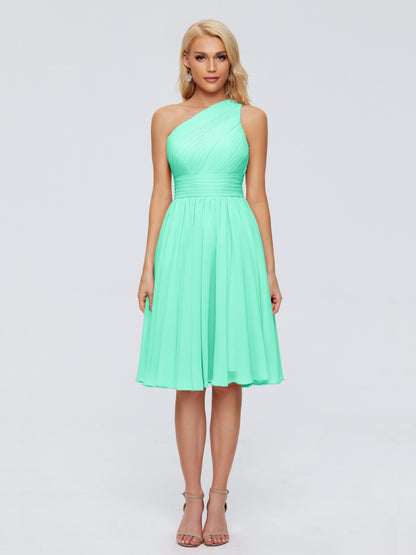 Kimberly One Shoulder Short Chiffon Bridesmaid Dresses