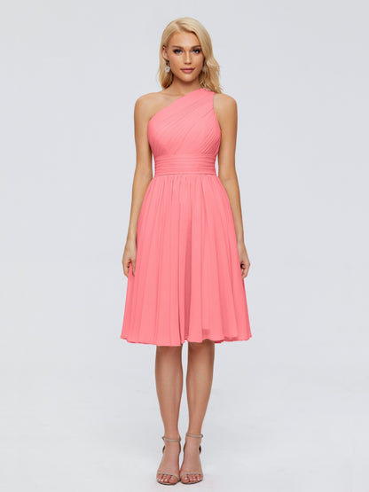 Kimberly One Shoulder Short Chiffon Bridesmaid Dresses