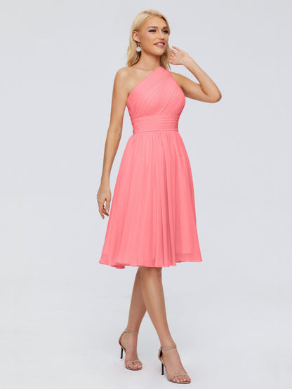 Kimberly One Shoulder Short Chiffon Bridesmaid Dresses