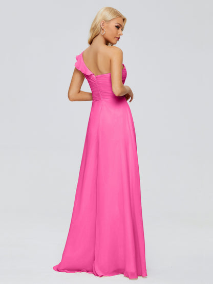 Kylie One-Shoulder Ruffles Chiffon Bridesmaid Dresses