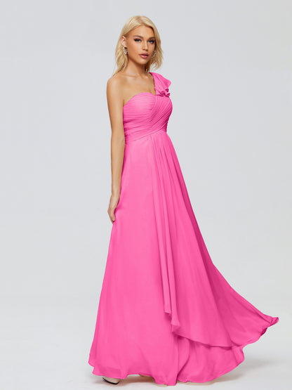 Kylie One-Shoulder Ruffles Chiffon Bridesmaid Dresses