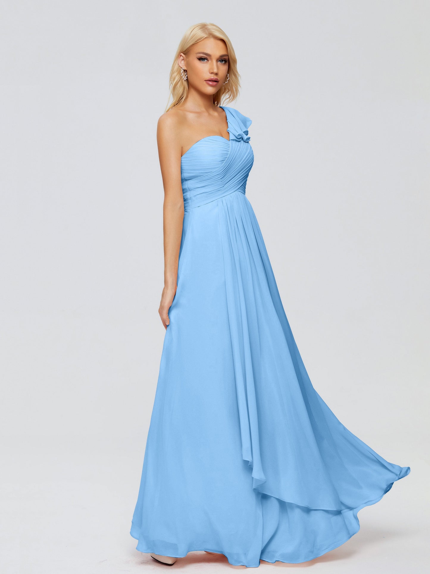 Kylie One-Shoulder Ruffles Chiffon Bridesmaid Dresses
