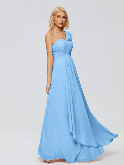 Kylie One-Shoulder Ruffles Chiffon Bridesmaid Dresses
