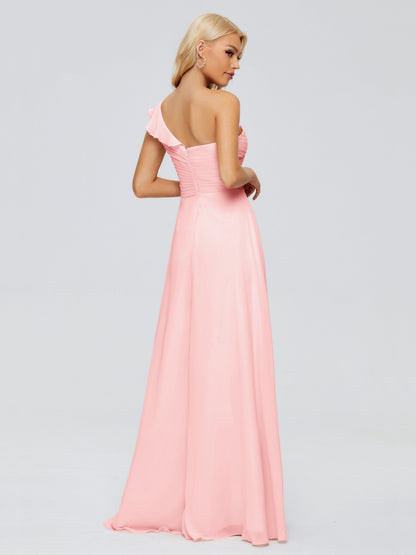 Kylie One-Shoulder Ruffles Chiffon Bridesmaid Dresses