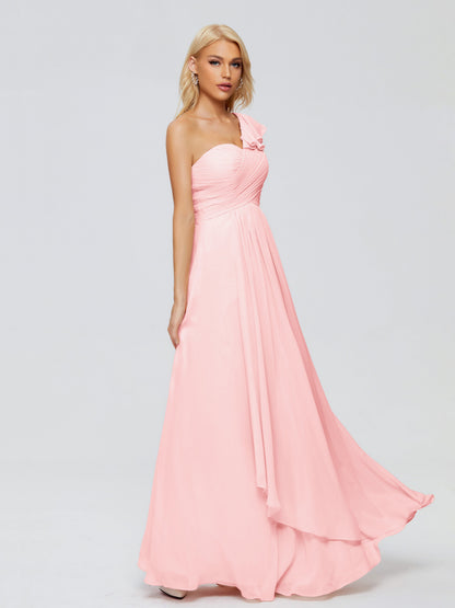 Kylie One-Shoulder Ruffles Chiffon Bridesmaid Dresses