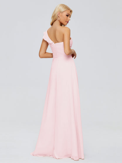 Kylie One-Shoulder Ruffles Chiffon Bridesmaid Dresses