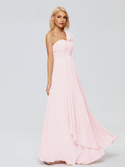 Kylie One-Shoulder Ruffles Chiffon Bridesmaid Dresses