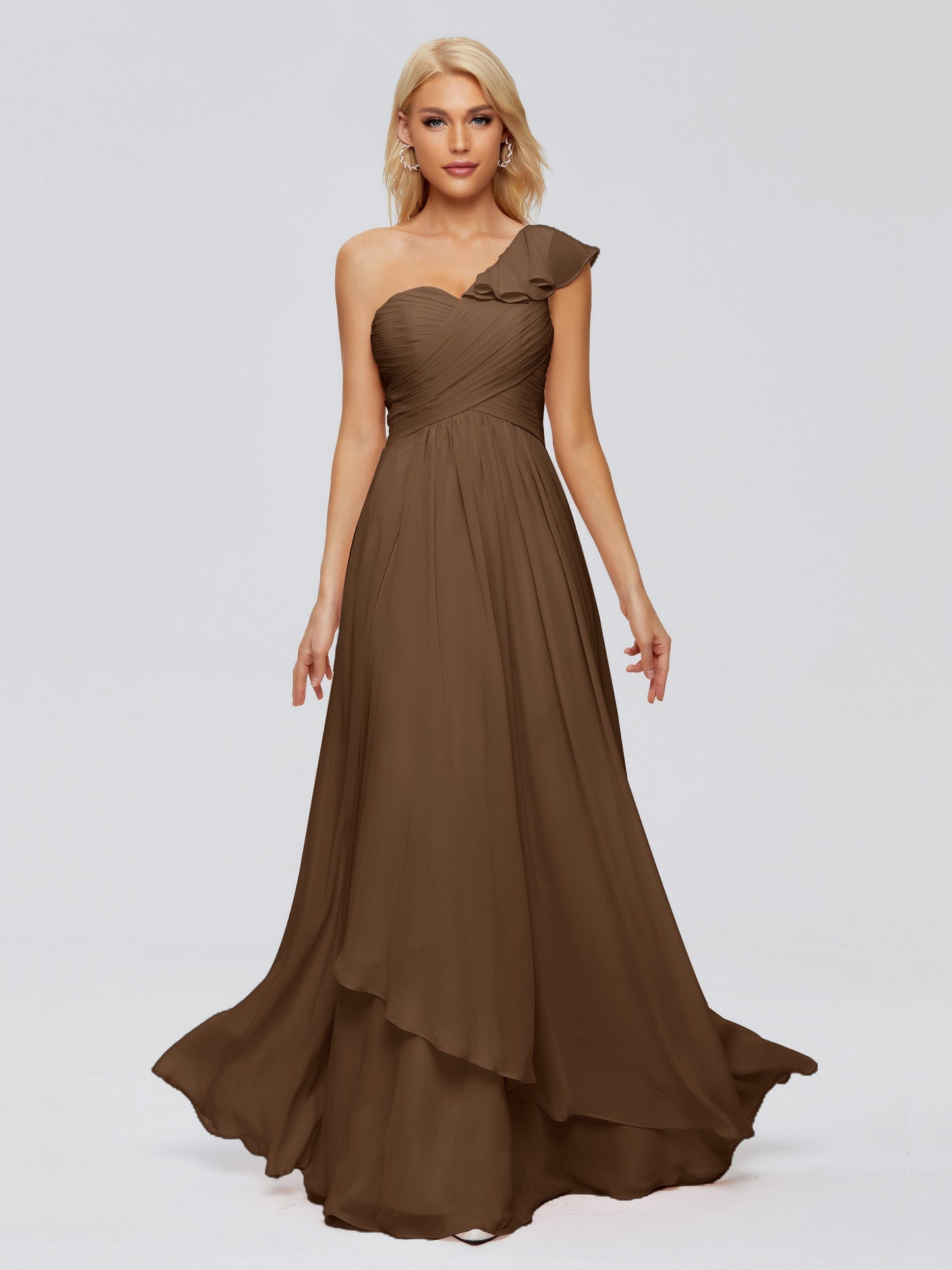 Kylie One-Shoulder Ruffles Chiffon Bridesmaid Dresses