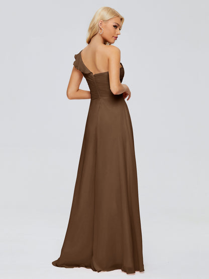 Kylie One-Shoulder Ruffles Chiffon Bridesmaid Dresses