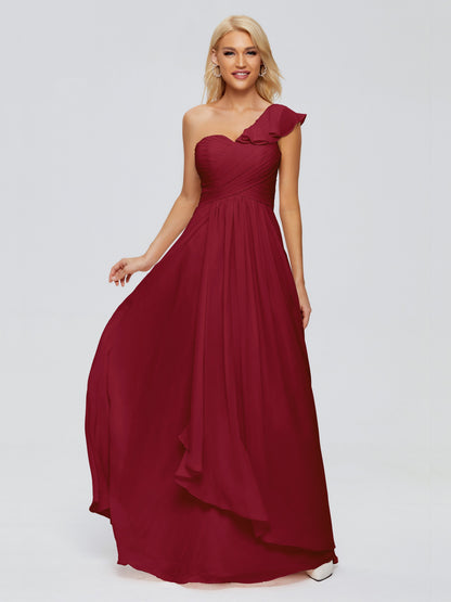 Kylie One-Shoulder Ruffles Chiffon Bridesmaid Dresses