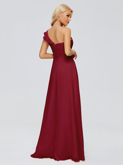 Kylie One-Shoulder Ruffles Chiffon Bridesmaid Dresses