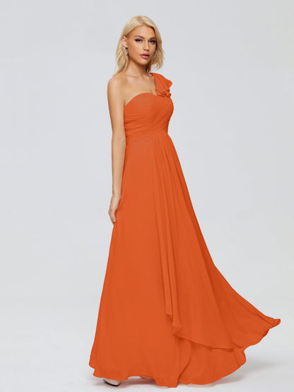 Kylie One-Shoulder Ruffles Chiffon Bridesmaid Dresses