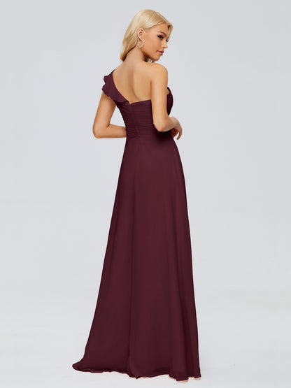 Kylie One-Shoulder Ruffles Chiffon Bridesmaid Dresses