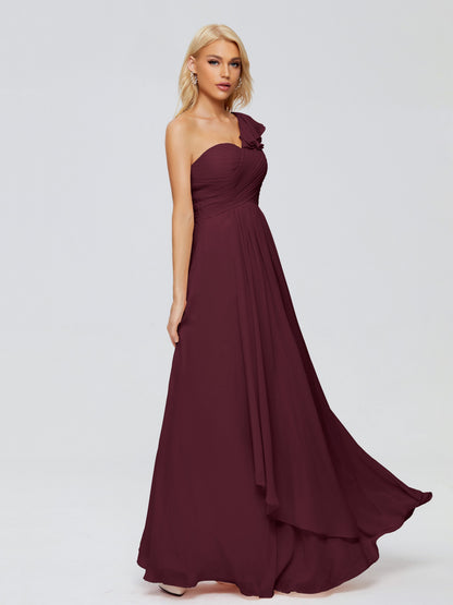 Kylie One-Shoulder Ruffles Chiffon Bridesmaid Dresses