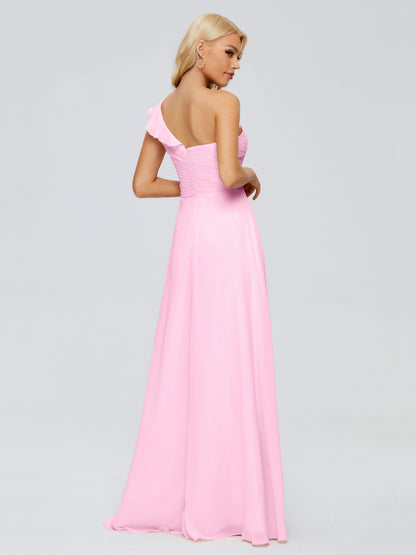 Kylie One-Shoulder Ruffles Chiffon Bridesmaid Dresses