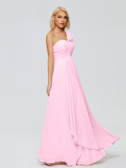 Kylie One-Shoulder Ruffles Chiffon Bridesmaid Dresses
