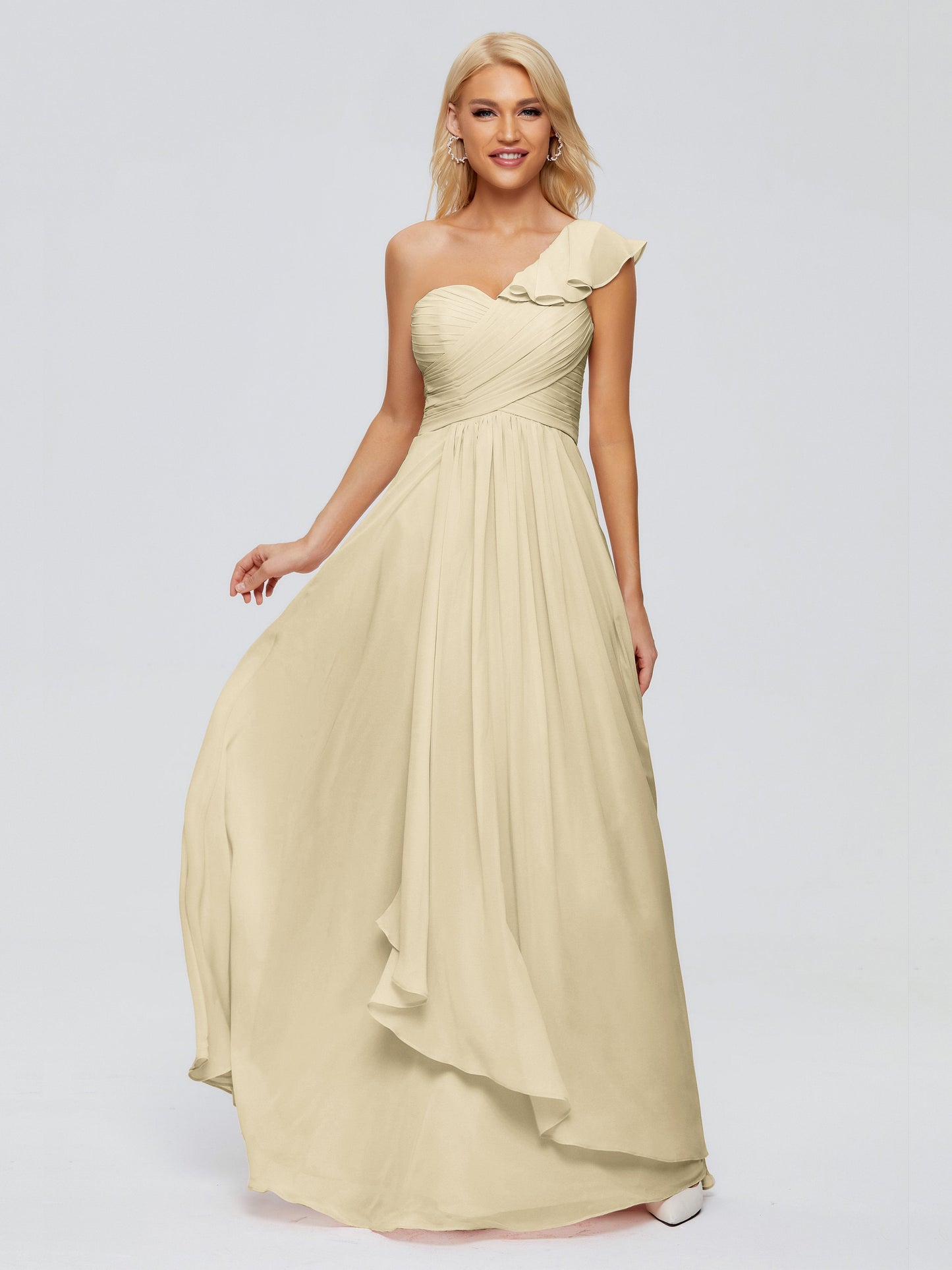Kylie One-Shoulder Ruffles Chiffon Bridesmaid Dresses
