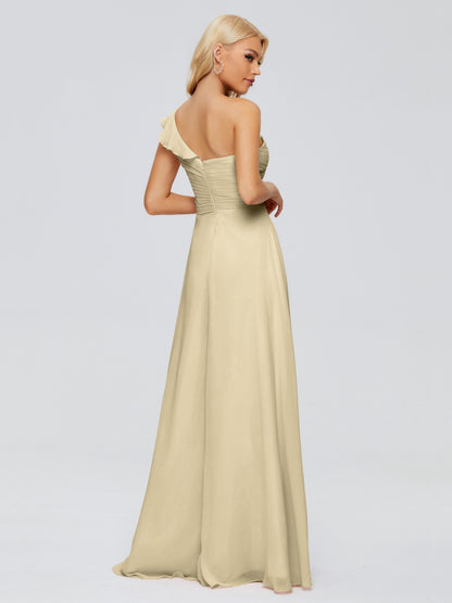 Kylie One-Shoulder Ruffles Chiffon Bridesmaid Dresses