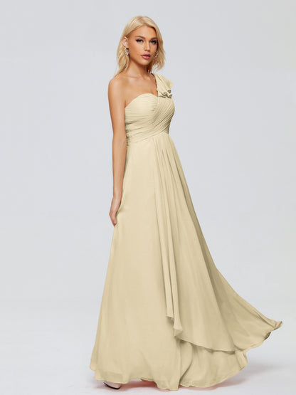 Kylie One-Shoulder Ruffles Chiffon Bridesmaid Dresses