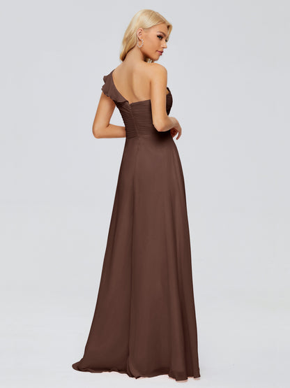 Kylie One-Shoulder Ruffles Chiffon Bridesmaid Dresses