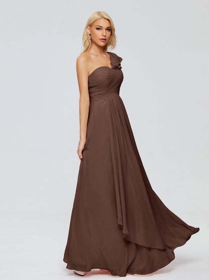 Kylie One-Shoulder Ruffles Chiffon Bridesmaid Dresses