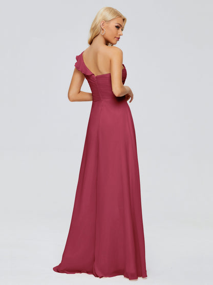 Kylie One-Shoulder Ruffles Chiffon Bridesmaid Dresses