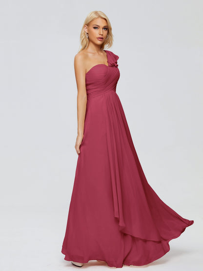 Kylie One-Shoulder Ruffles Chiffon Bridesmaid Dresses