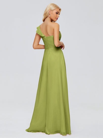 Kylie One-Shoulder Ruffles Chiffon Bridesmaid Dresses