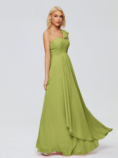 Kylie One-Shoulder Ruffles Chiffon Bridesmaid Dresses