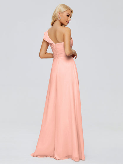 Kylie One-Shoulder Ruffles Chiffon Bridesmaid Dresses