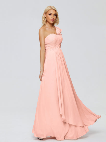 Kylie One-Shoulder Ruffles Chiffon Bridesmaid Dresses