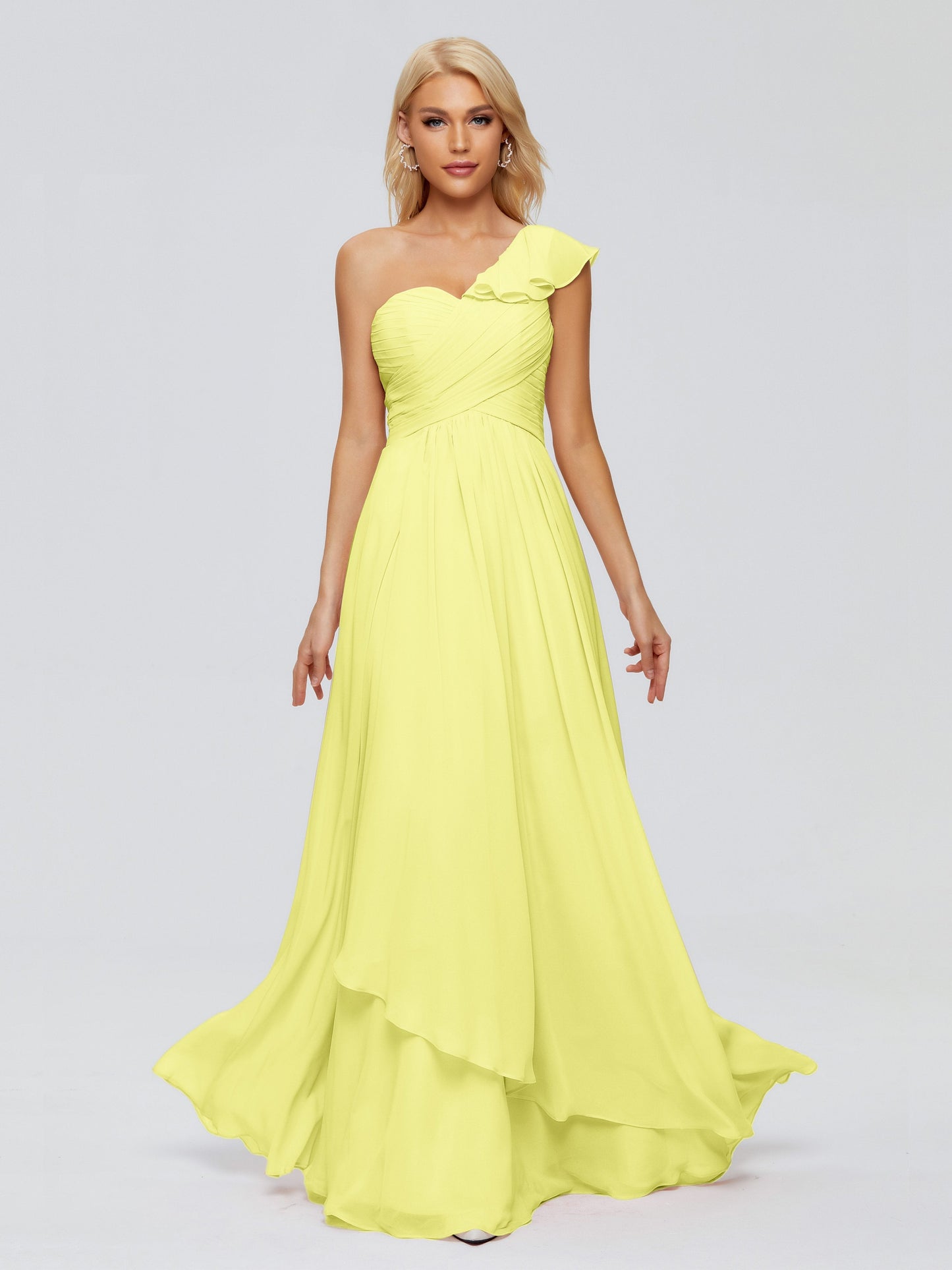 Kylie One-Shoulder Ruffles Chiffon Bridesmaid Dresses