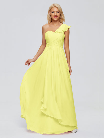 Kylie One-Shoulder Ruffles Chiffon Bridesmaid Dresses