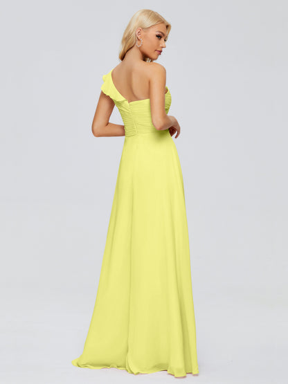 Kylie One-Shoulder Ruffles Chiffon Bridesmaid Dresses