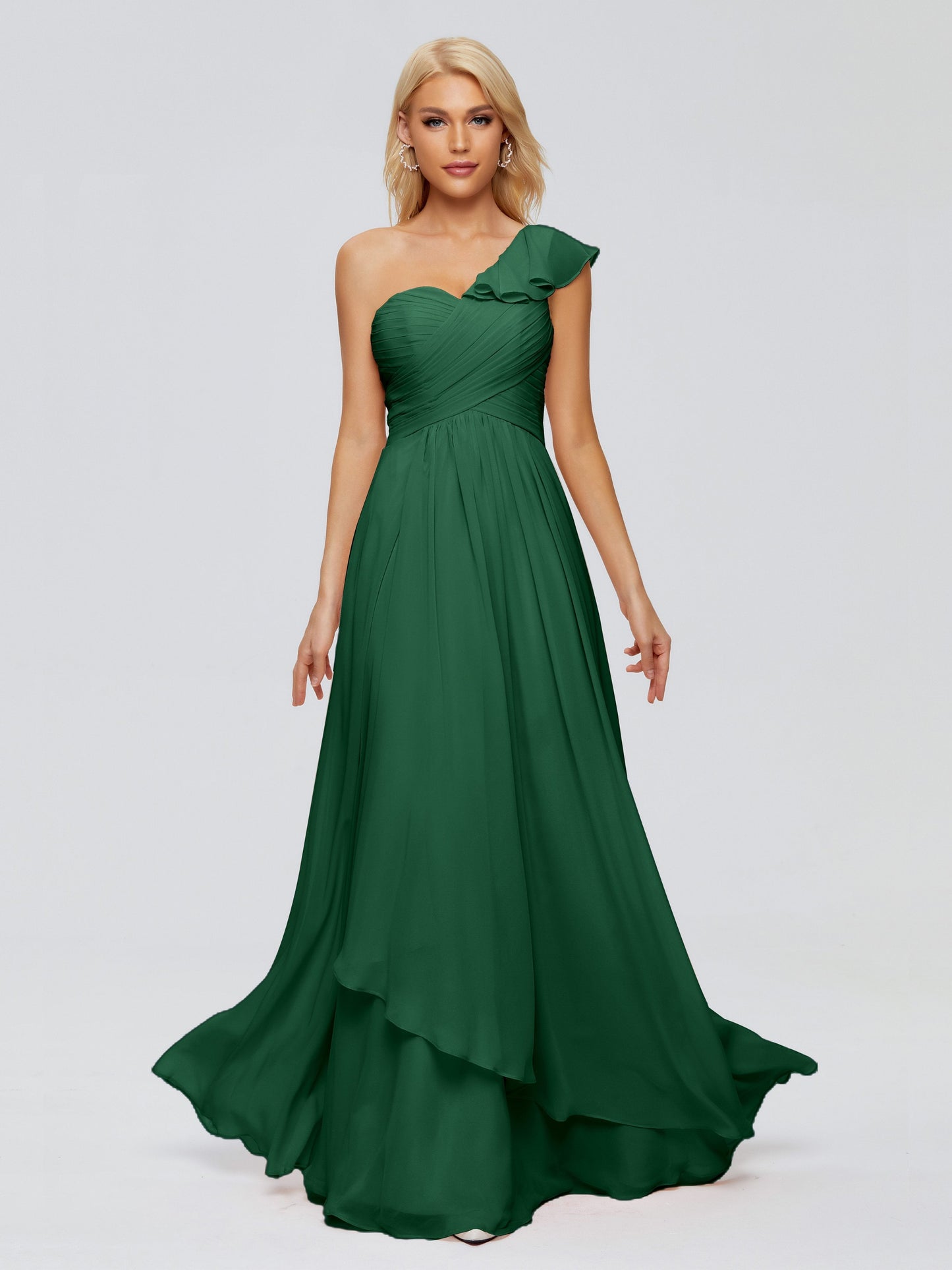 Kylie One-Shoulder Ruffles Chiffon Bridesmaid Dresses
