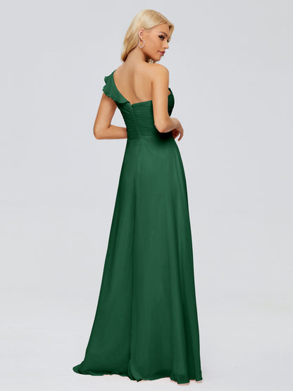 Kylie One-Shoulder Ruffles Chiffon Bridesmaid Dresses