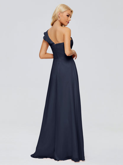 Kylie One-Shoulder Ruffles Chiffon Bridesmaid Dresses